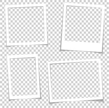 Photo frames with realistic drop shadow vector effect isolated. Image borders Illustrazione stock