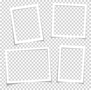 Photo frames with realistic drop shadow vector effect isolated. Image borders Stockillustratie
