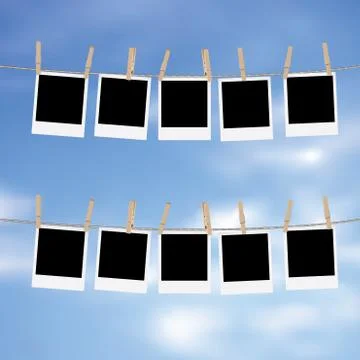 Photo Frames on Rope Stock Illustration