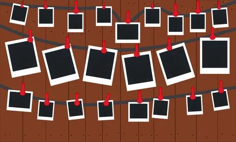 Photo frames on a rope three wall Stock-Illustration