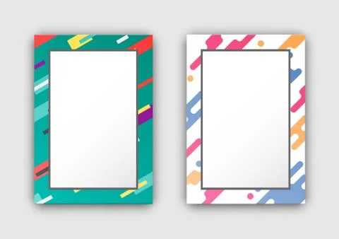 Photo Frames Set with Color Border Abstract Figure Stock Illustration