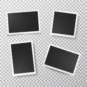 Photo frames set on transparent background. Realistic retro empty photo frame Stock Illustration