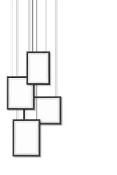 Photo frames on transparent background with soft overlay shadows. Vector illu Stockillustratie