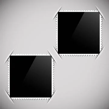 Photo Frames Two Photo Frames on Grey Background. Square Format on a Paper... Stock Photos