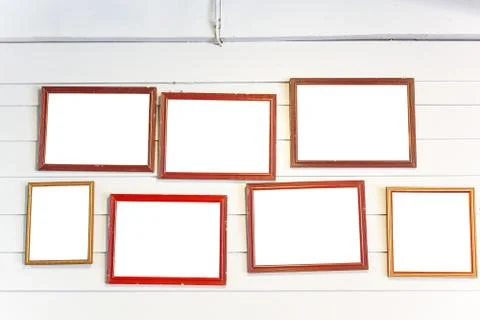 Photo frames on the vintage wall Stock Photos