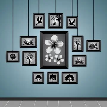 Photo Frames On A Wall Stock Illustration