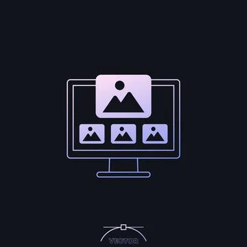 Photo gallery in computer icon with gradient Stock Illustration