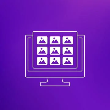 Photo gallery in computer icon, vector Stock Illustration