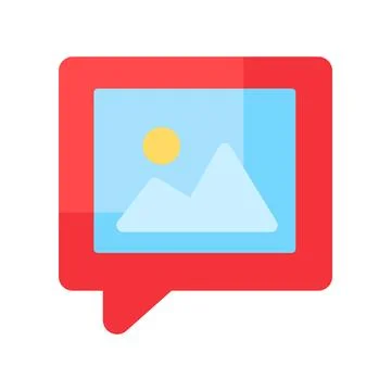 Photo gallery speech bubble image thumbnail flat vector icon illustration Stock Illustration