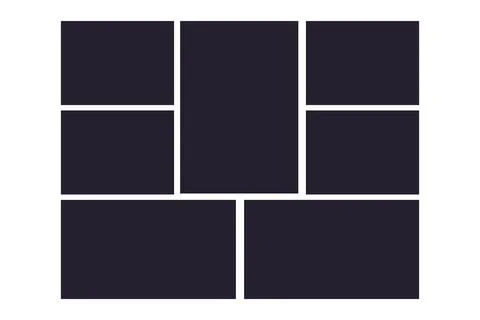 Photo grid collage frames template, moodboad layout, mosaic border, scrapbook Illustrazione stock