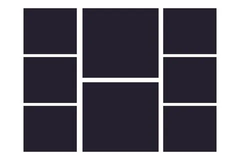 Photo grid collage frames template, moodboad layout, mosaic border, scrapbook Illustrazione stock
