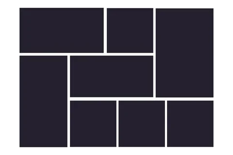 Photo grid collage frames template, moodboad layout, mosaic border, scrapbook Illustrazione stock