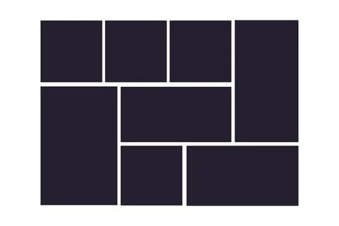Photo grid collage frames template, moodboad layout, mosaic border, scrapbook Illustrazione stock