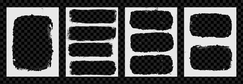Photo grunge frames set template. Ink paint edges punk border for poster and Stock Illustration