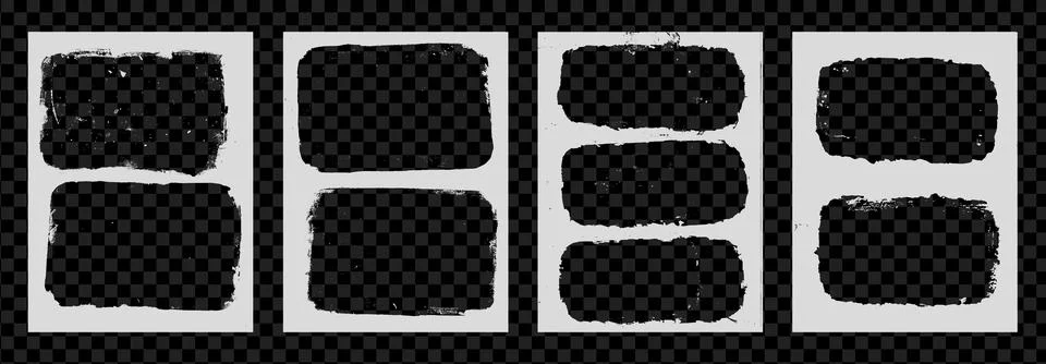 Photo grunge frames set template. Ink paint edges punk border for poster and Stock Illustration