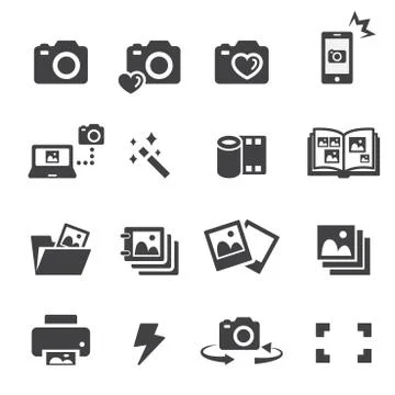 Photo icon set Illustrazione stock