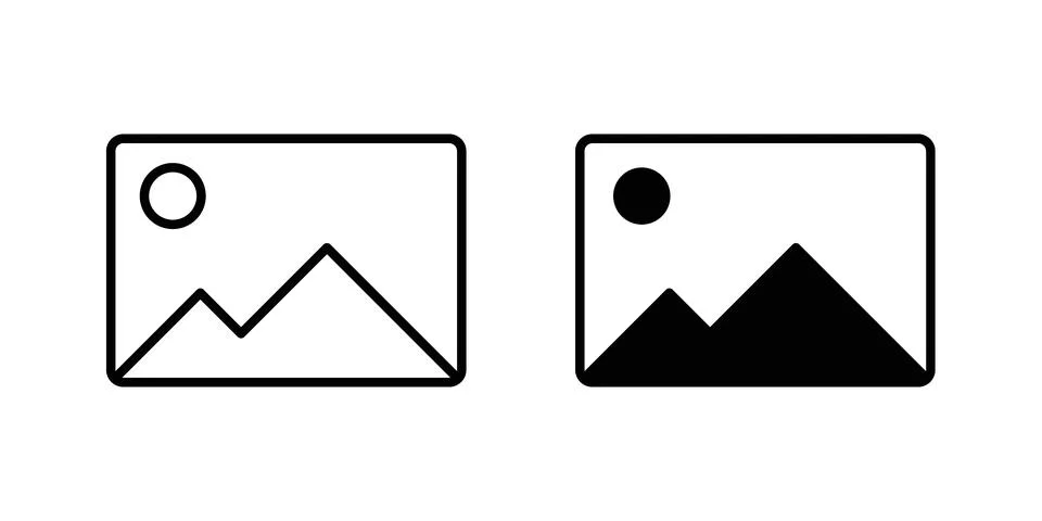 Photo icon solid, line, and editable vector set. 스톡 일러스트