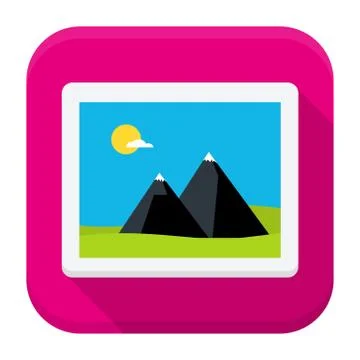 Photo image flat app icon with long shadow Stock Illustration