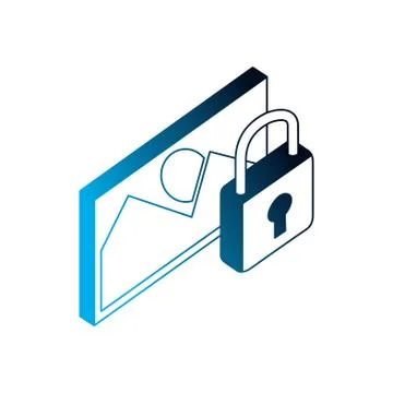 Photo image security data network isometric Illustrazione stock