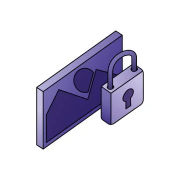 Photo image security data network isometric Illustrazione stock