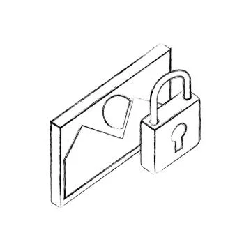 Photo image security data network isometric Illustrazione stock