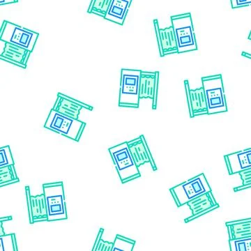 Photo kiosk vector seamless pattern line Stock Illustration