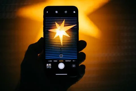 Photo light setting for the portrait mode in the new Apple iPhon Stock Photos