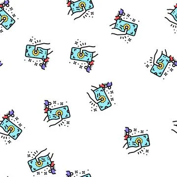 Photo make on smartphone on parade vector seamless pattern Stock Illustration