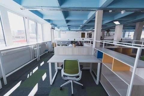 Photo of a modern office where programming, digital marketing and web design Stock Photos