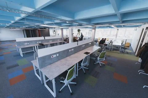 Photo of a modern office where programming, digital marketing and web design Stock Photos