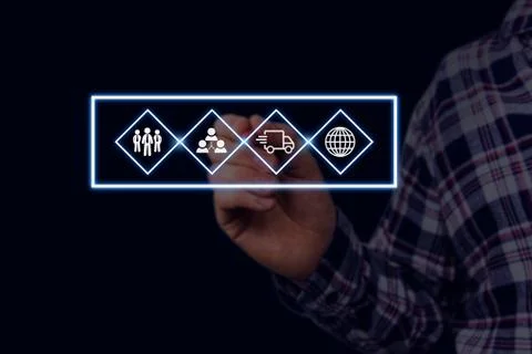 Photo of network system in modern technology smart gadget device. Illustrated 库存照片