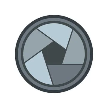 Photo objective icon, flat style Stock Illustration