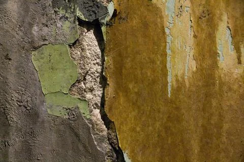Photo of old wall with broken surface Stock Photos
