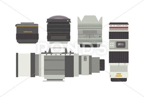 Photo optic lenses vector set Stock Illustration