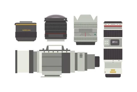 Photo optic lenses vector set Stock Illustration
