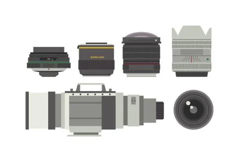 Photo optic lenses vector set Stock Illustration