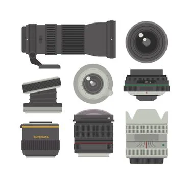 Photo optic lenses vector set Stock Illustration
