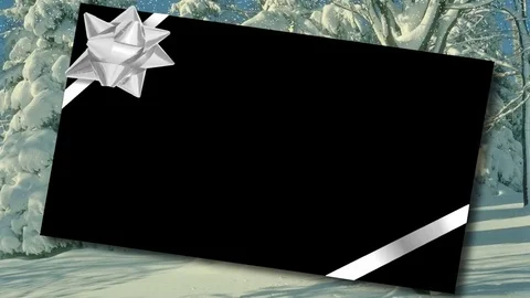 Photo or video frame silver christmas bow Stock Footage 70472641