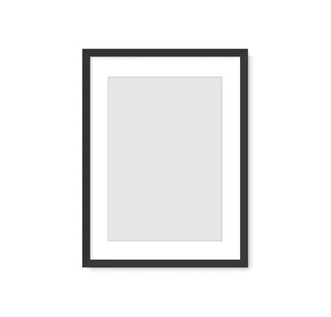 Photo picture frame on wall, vector white mockup or empty poster. Empty photo Stock Illustration