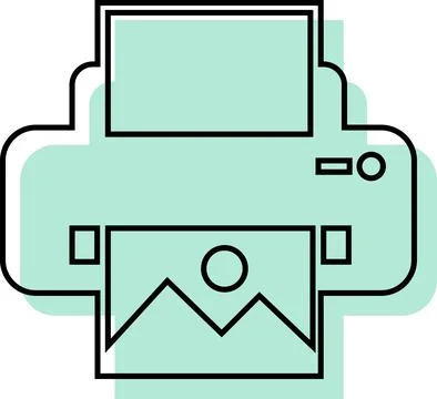Photo printing printer machine line art icon 库存插图