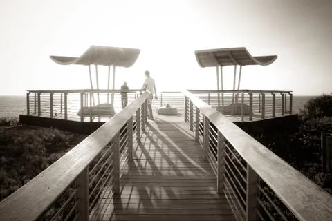 Photo with railing paths viewing platform Stock Photos