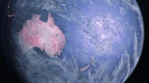 Photo Realistic Australia New Zealand Rotating Earth Zoom In Stock Footage
