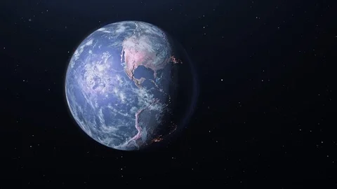 Photo Realistic Rotating Planet Earth Zoom Into USA, Central and South America Stock Footage