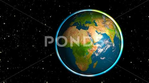 Photo realistic shining planet Earth in space - Europa and Africa Stock Illustration
