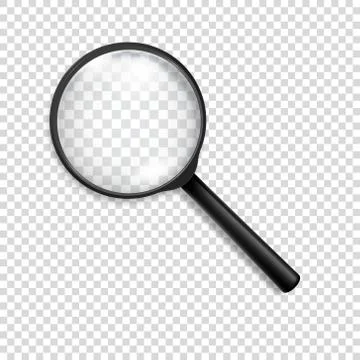 Photo-realistic vector 3d black magnifying glass or Loup icon closeup isolated Illustrazione stock