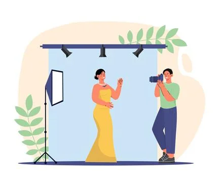 Photo session at studio vector concept Stock Illustration