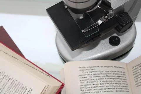 The photo shows a microscope Stock Photos