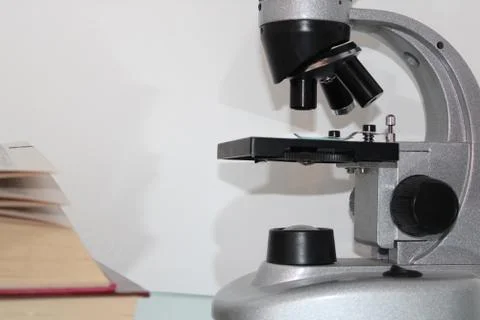 The photo shows a microscope Stock Photos
