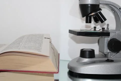 The photo shows a microscope Stock Photos