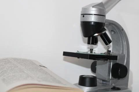 The photo shows a microscope Stock Photos